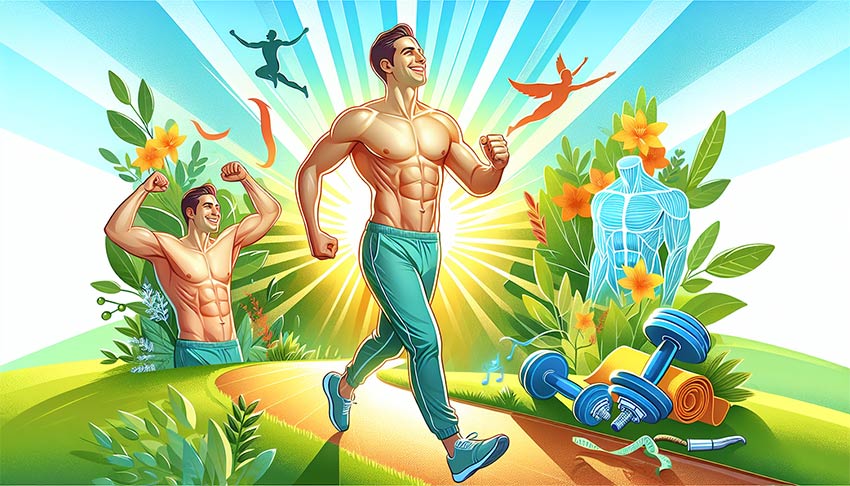 Illustration depicting life after gynecomastia surgery and maintaining results.